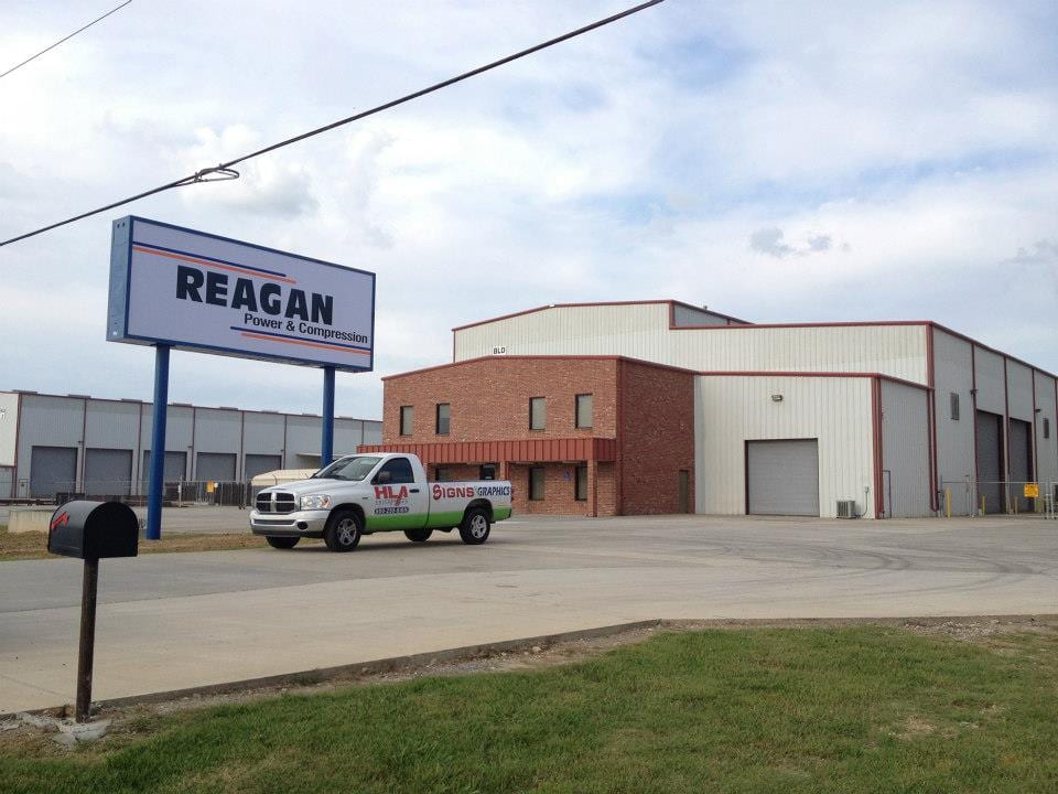 Reagan Power and Compression Business Sign, Custom Business Sign, Broussard, Louisiana, HLA Enterprises