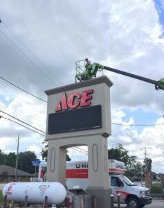Brothers ACE Hardware Sign High Rise Sign with LED Marquee Sign Baton Rouge Louisiana HLA Signs