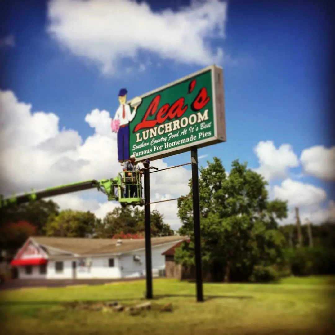 Lea's Lunchroom, Lea's Pies, Restaurant Sign, Business Sign, Lecompte, Louisiana, HLA Enterprises Inc