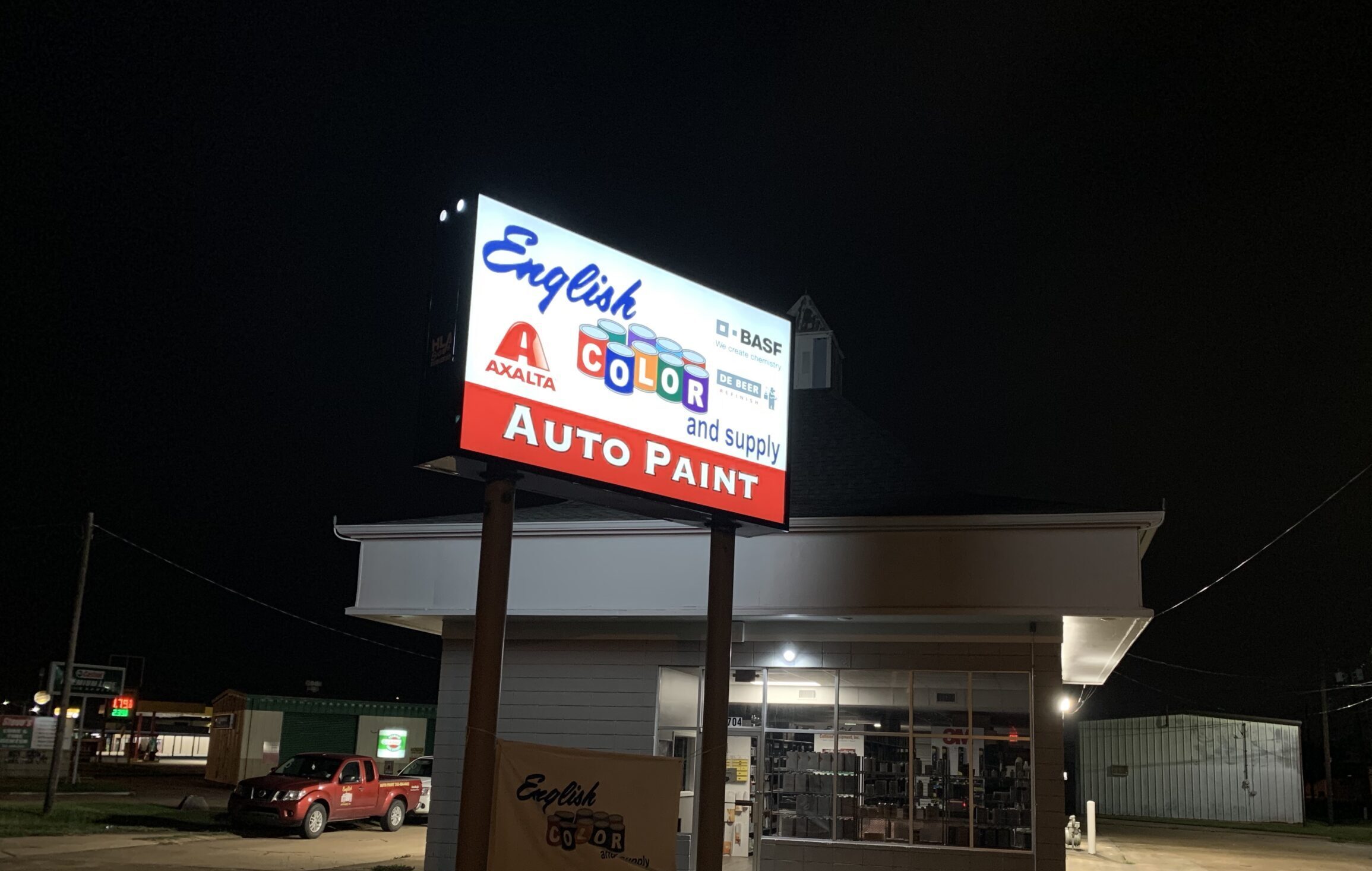 English Color and Supply Auto Paint Store Sign Alexandria Louisiana HLA Signs