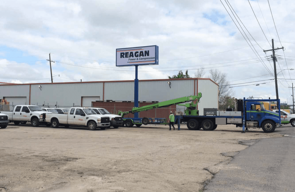 Reagan Power & Compression Harvey Louisiana, Custom Exterior Pole Pylon Business Sign, LED Lighting, HLA Signs