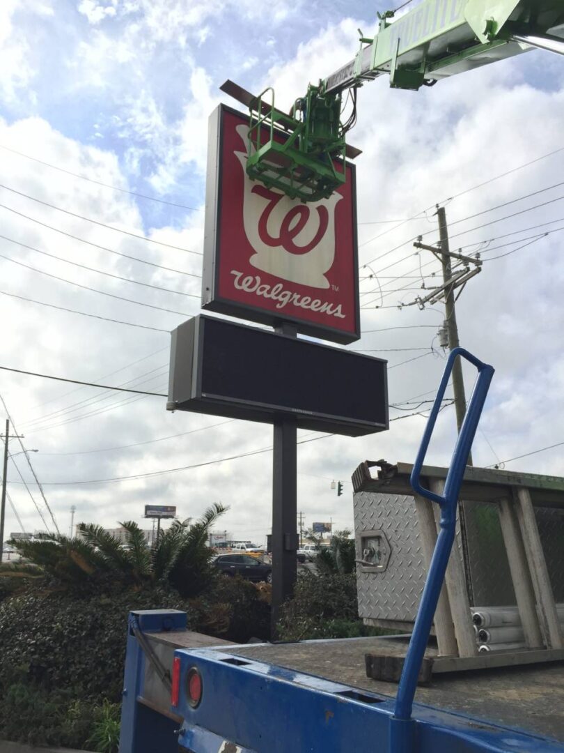 Walgreen's High Rise Pylon Sign, LED Electronic Marquee Sign, Lafayette, Louisiana, HLA Signs