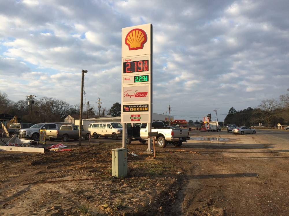Airport Grocery, Shell Convenience Store Sign, LED Fuel Price Sign, Jena, Louisiana, HLA Signs