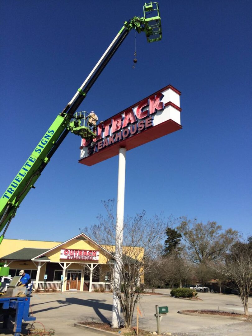 Outback Steakhouse High Rise Pylon Neon Sign Baton Rouge Louisiana HLA Signs