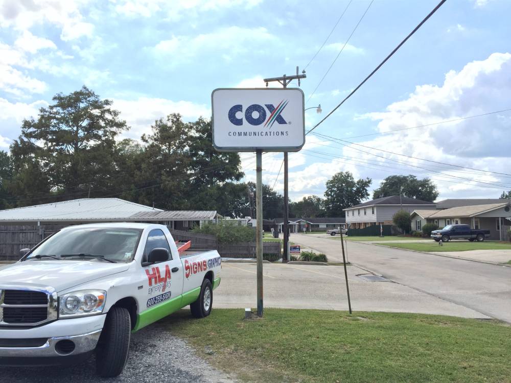 COX Cable Company, Business Sign, Patterson, Louisiana, HLA Enterprises