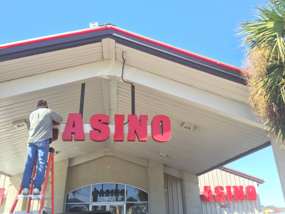 Casino Channel Letter Sign, Neon Lighting, LED Lighting Conversion, Belle Chase, Louisiana, HLA Signs