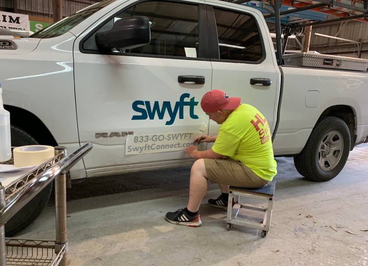 Swyft Connect Cable Company Truck Lettering & Graphics, Marksville Louisiana HLA Sign Company