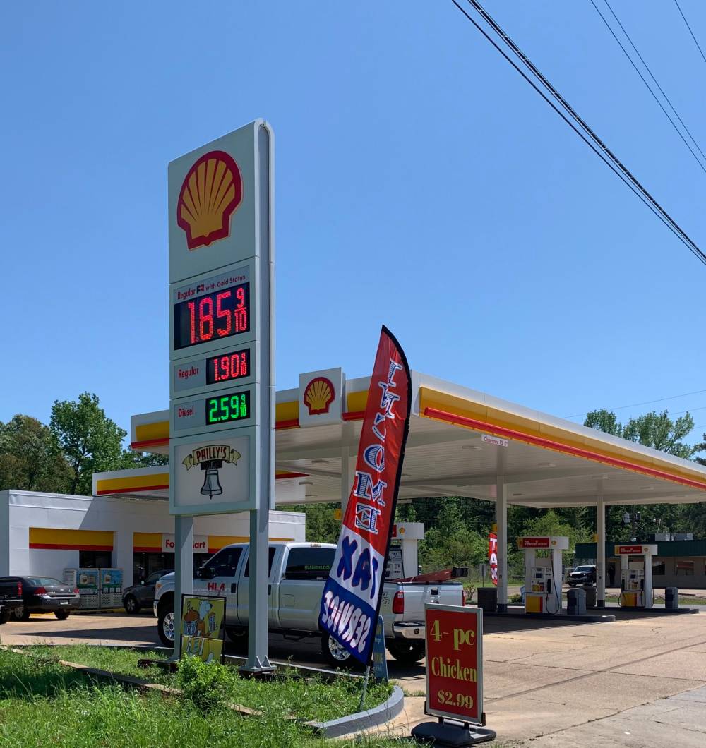 Shell Convenience Store Gas Station LED Digital Price Sign Tioga Louisiana HLA Signs