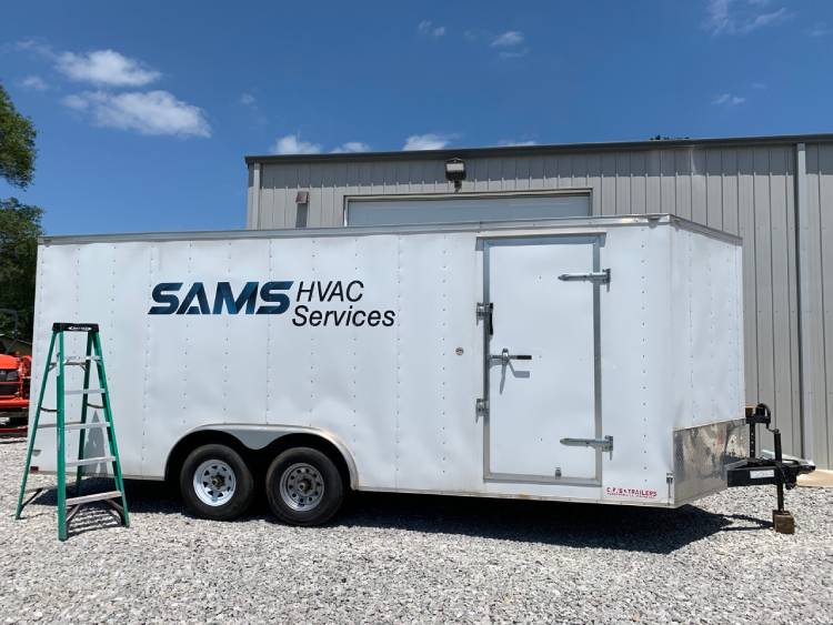 Sams HVAC Services Contractor Trailer Wrap Alexandria Louisiana HLA Signs