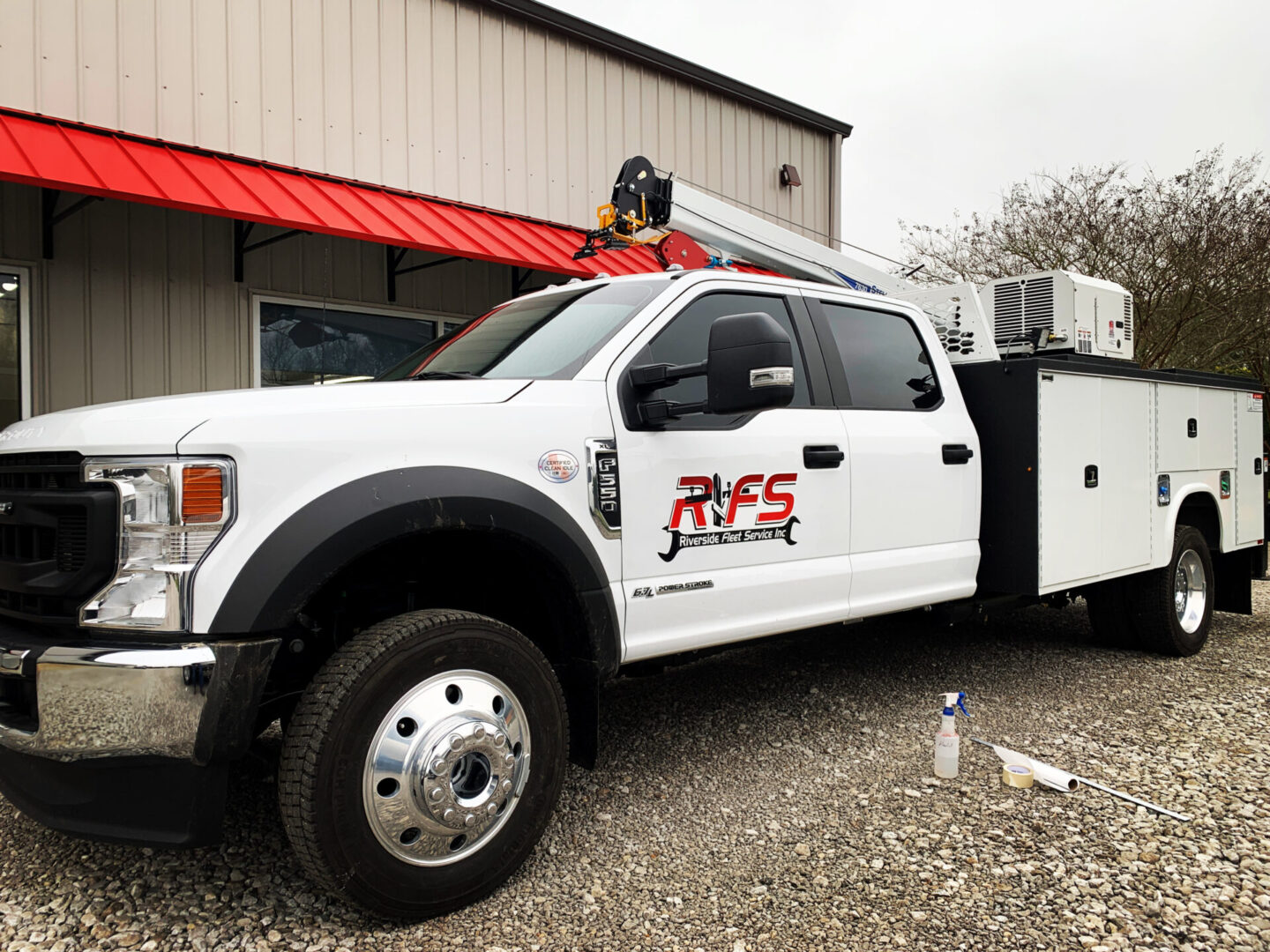 Riverside Fleet Services, Power Line Truck Graphics and Lettering Marksville Louisiana