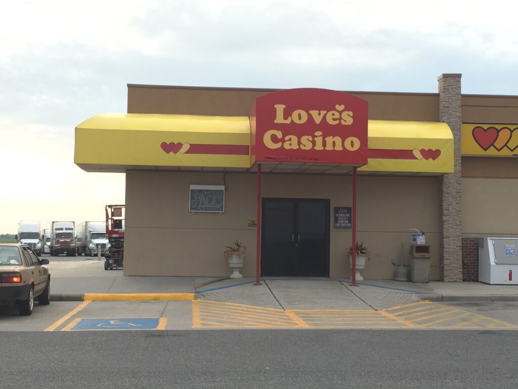 HLA Sign Company, commercial awning manufacturer produces awning signage for Truck Stop Convenience Store, Casino in Iowa Louisiana