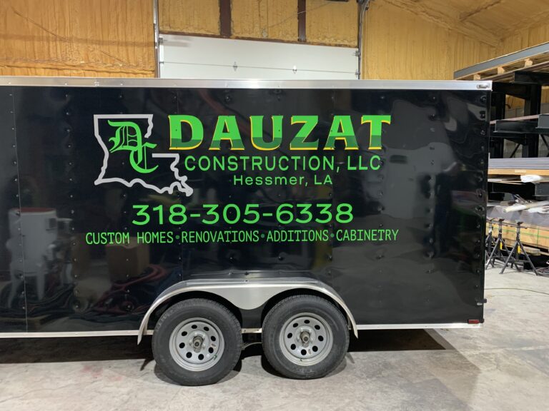 Trailer decals, lettering, graphics, wraps, Dauzat Construction, Hessmer, Louisiana